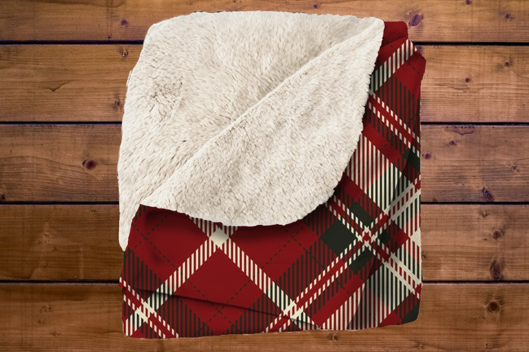Sherpa Throw Blanket Red Plaid Design Soft Plush Throw Blank-Home Decor-Jacobson Cottage