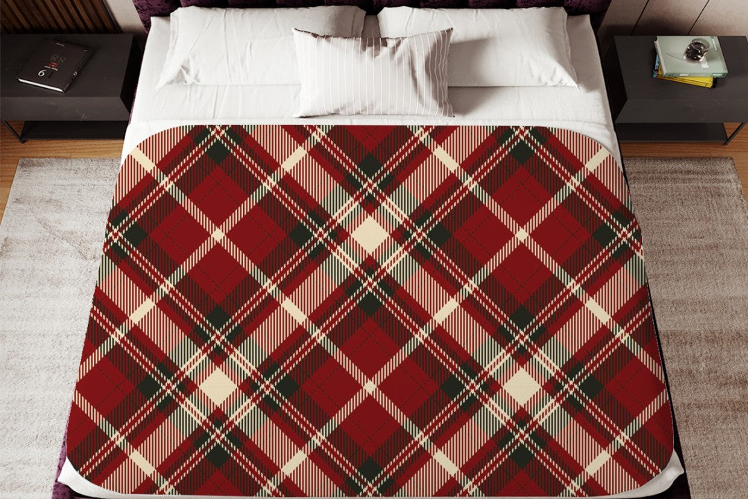Sherpa Throw Blanket Red Plaid Design Soft Plush Throw Blank-Home Decor-Jacobson Cottage