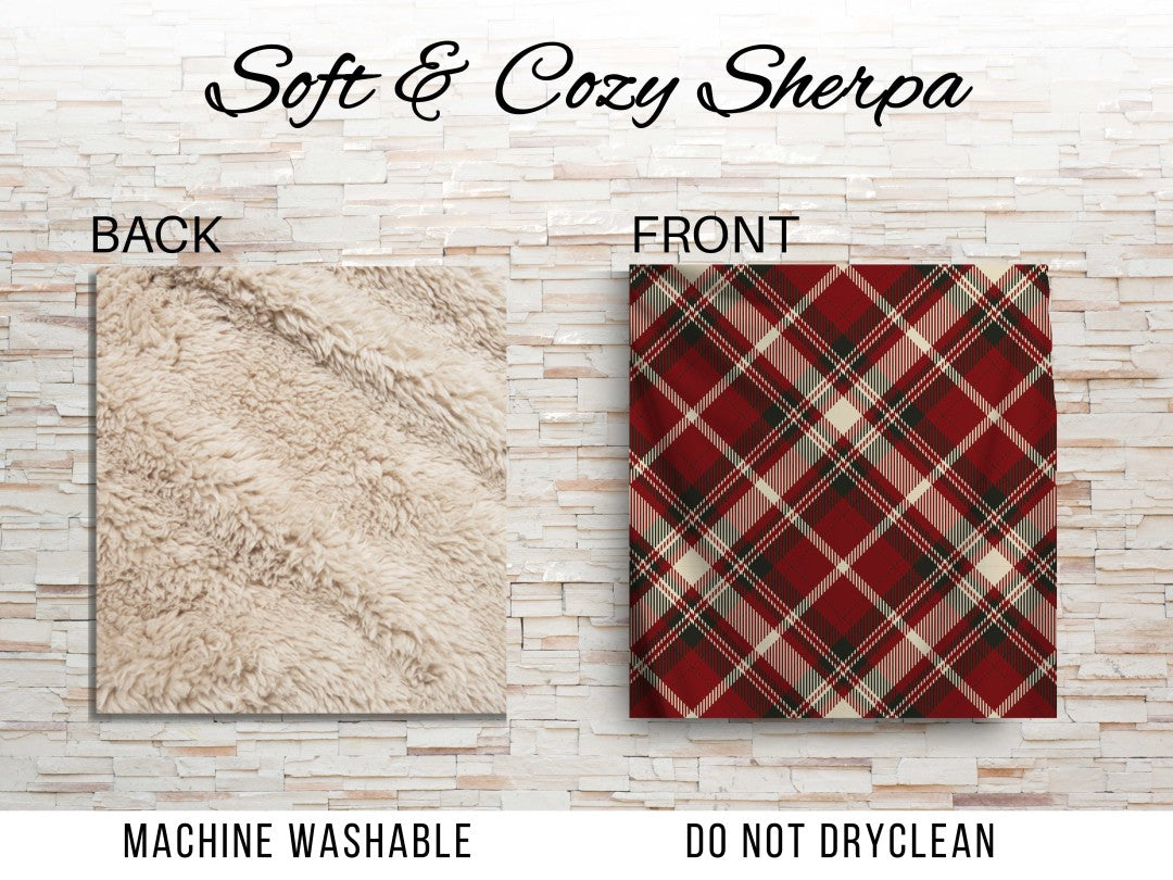 Sherpa Throw Blanket Red Plaid Design Soft Plush Throw Blank-Home Decor-Jacobson Cottage