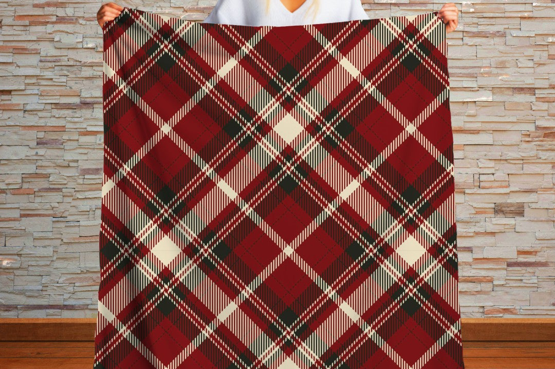 Sherpa Throw Blanket Red Plaid Design Soft Plush Throw Blank-Home Decor-Jacobson Cottage