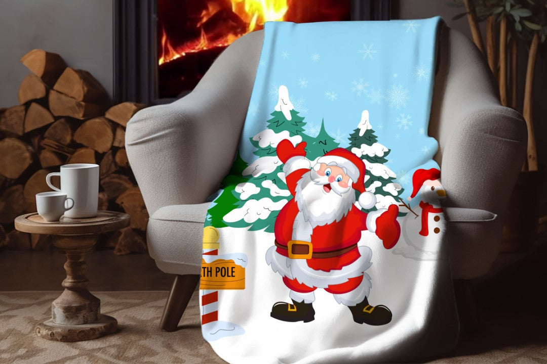 Sherpa Throw Blanket Santa Claus Christmas Design Soft Plush Throw Blank-Home Decor-Jacobson Cottage