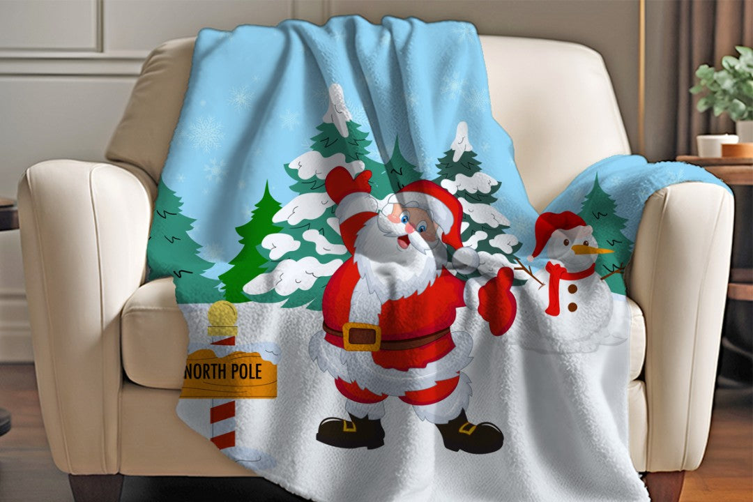 Sherpa Throw Blanket Santa Claus Christmas Design Soft Plush Throw Blank-Home Decor-Jacobson Cottage