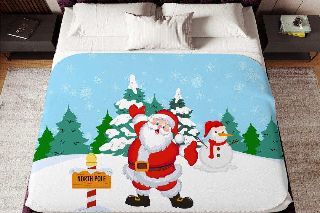 Sherpa Throw Blanket Santa Claus Christmas Design Soft Plush Throw Blank-Home Decor-Jacobson Cottage
