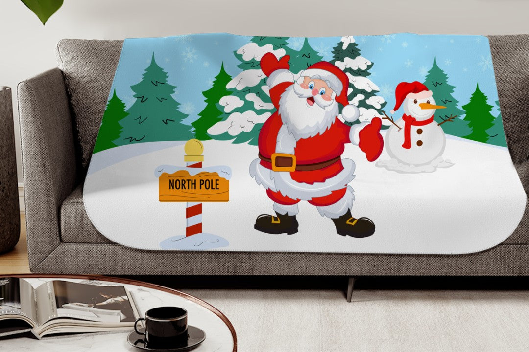 Sherpa Throw Blanket Santa Claus Christmas Design Soft Plush Throw Blank-Home Decor-Jacobson Cottage