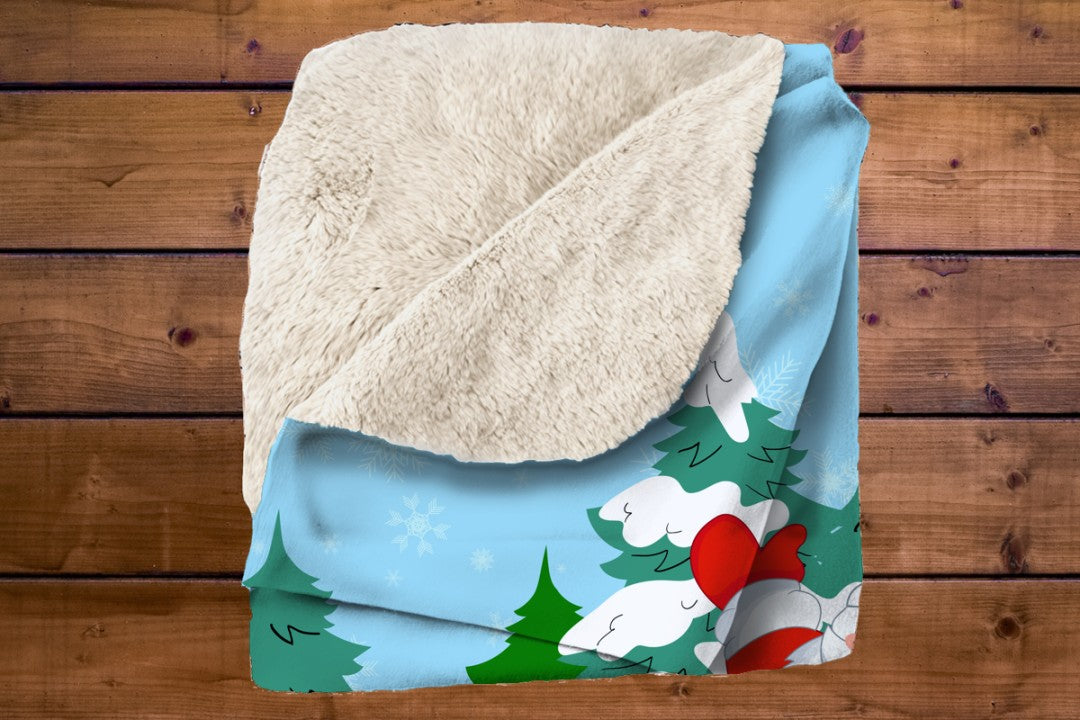 Sherpa Throw Blanket Santa Claus Christmas Design Soft Plush Throw Blank-Home Decor-Jacobson Cottage