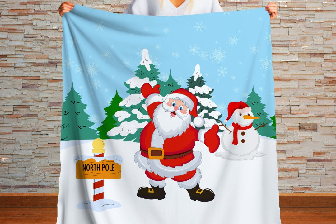 Sherpa Throw Blanket Santa Claus Christmas Design Soft Plush Throw Blank-Home Decor-Jacobson Cottage