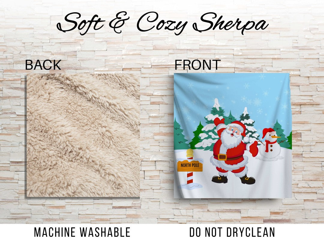 Sherpa Throw Blanket Santa Claus Christmas Design Soft Plush Throw Blank-Home Decor-Jacobson Cottage