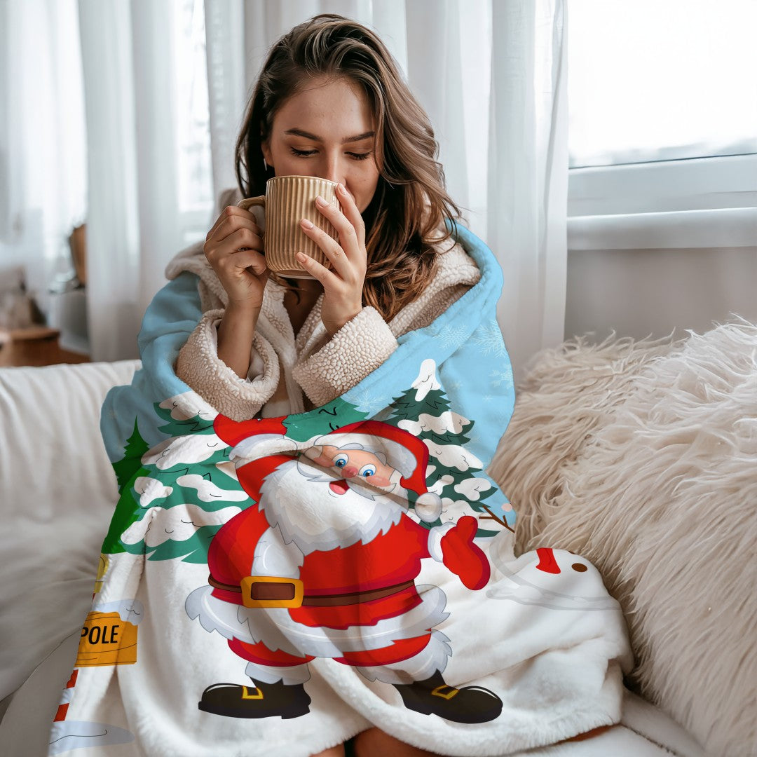 Sherpa Throw Blanket Santa Claus Christmas Design Soft Plush Throw Blank-Home Decor-Jacobson Cottage