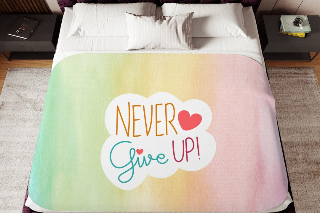 Sherpa Throw Blanket Never Give Up Design Soft Plush Throw Blank-Home Decor-Jacobson Cottage