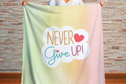 Sherpa Throw Blanket Never Give Up Design Soft Plush Throw Blank-Home Decor-Jacobson Cottage