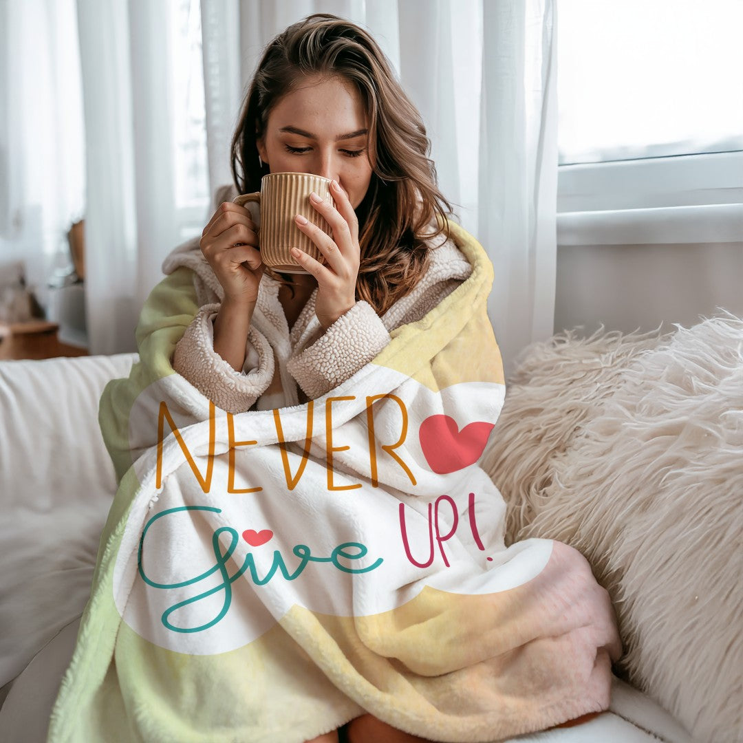 Sherpa Throw Blanket Never Give Up Design Soft Plush Throw Blank-Home Decor-Jacobson Cottage