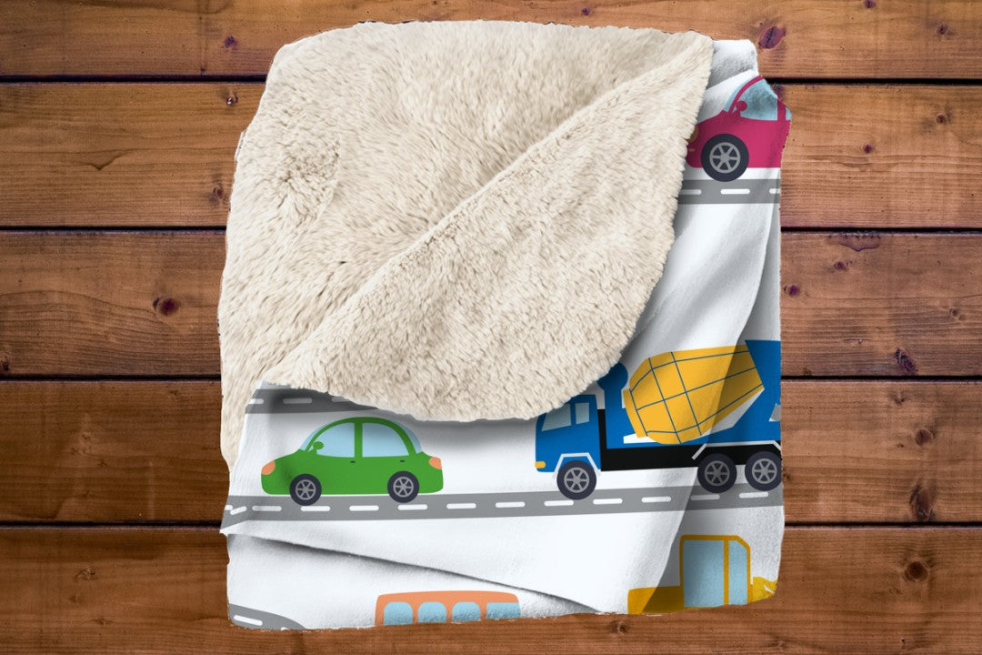 Sherpa Throw Blanket Kids Transportation Design Soft Plush Throw Blank-Home Decor-Jacobson Cottage