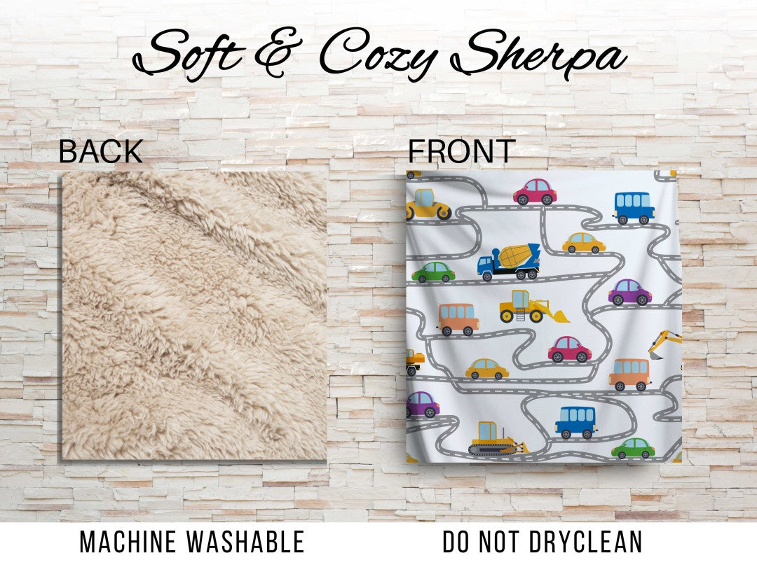 Sherpa Throw Blanket Kids Transportation Design Soft Plush Throw Blank-Home Decor-Jacobson Cottage