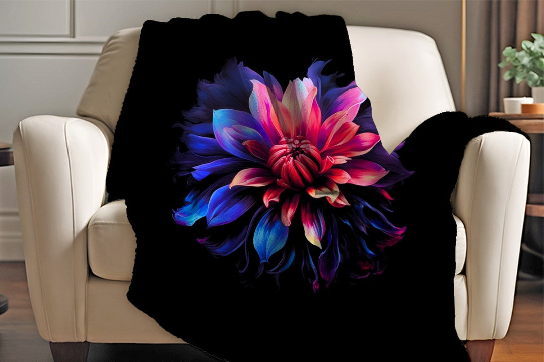 Sherpa Throw Blanket Modern Art Flower Design Soft Plush Throw Blank-Home Decor-Jacobson Cottage