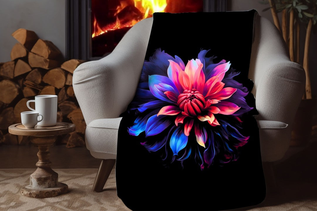 Sherpa Throw Blanket Modern Art Flower Design Soft Plush Throw Blank-Home Decor-Jacobson Cottage
