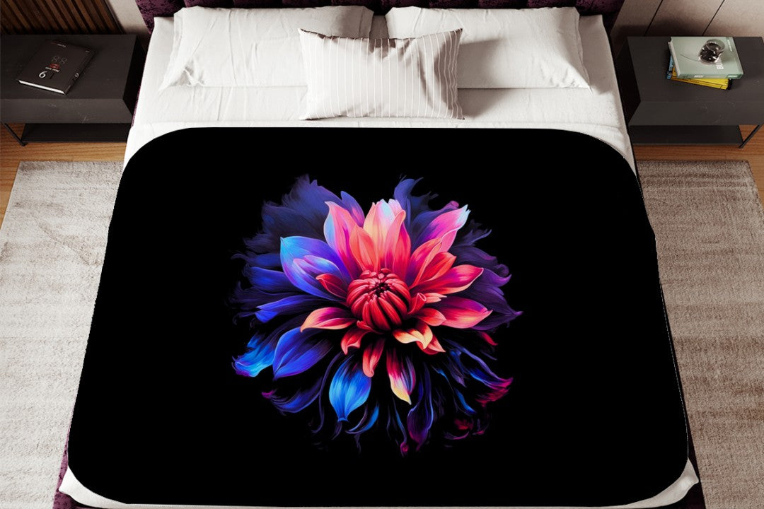 Sherpa Throw Blanket Modern Art Flower Design Soft Plush Throw Blank-Home Decor-Jacobson Cottage