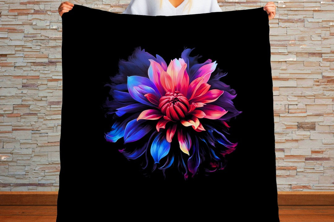 Sherpa Throw Blanket Modern Art Flower Design Soft Plush Throw Blank-Home Decor-Jacobson Cottage