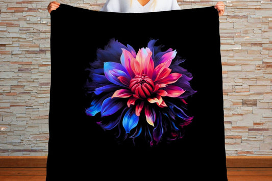 Sherpa Throw Blanket Modern Art Flower Design Soft Plush Throw Blank-Home Decor-Jacobson Cottage