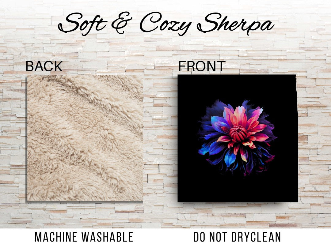 Sherpa Throw Blanket Modern Art Flower Design Soft Plush Throw Blank-Home Decor-Jacobson Cottage