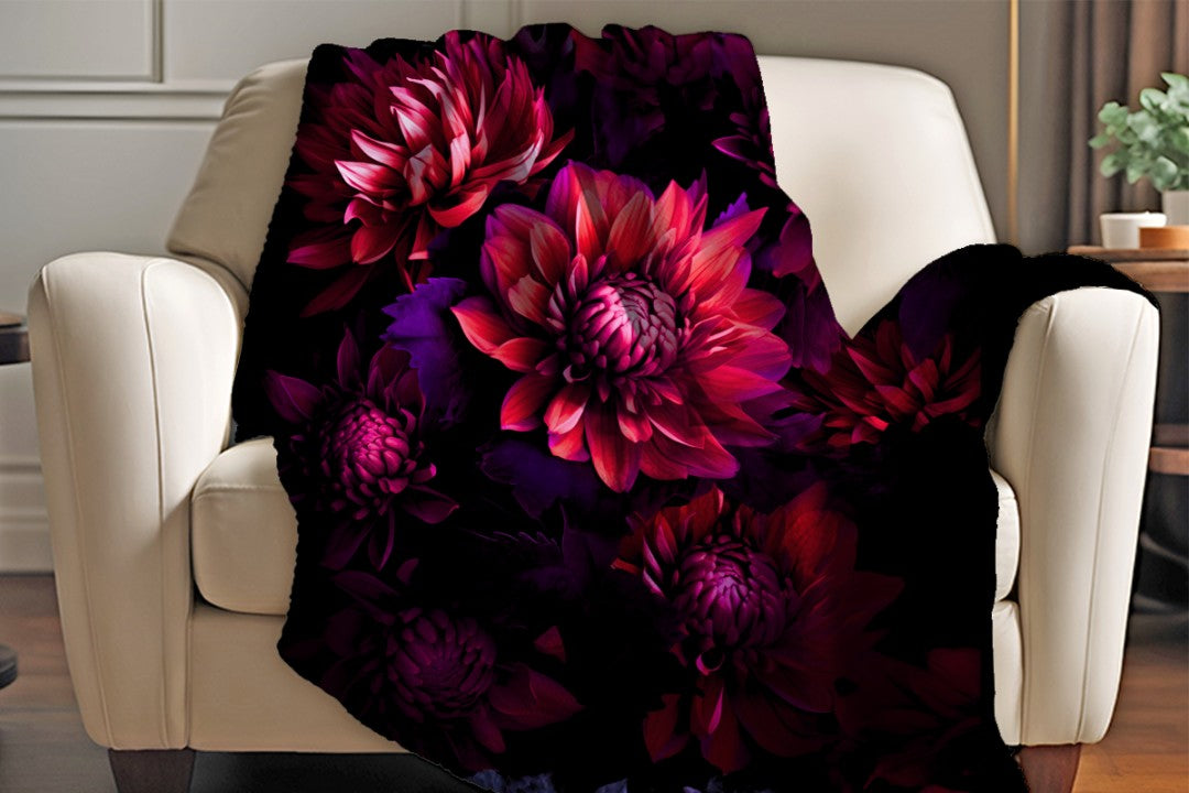 Sherpa Throw Blanket Modern Art Flower Design Soft Plush Throw Blank-Home Decor-Jacobson Cottage