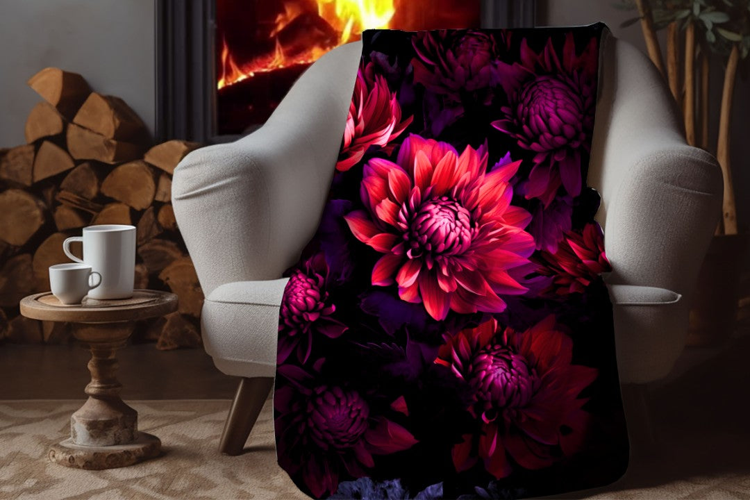 Sherpa Throw Blanket Modern Art Flower Design Soft Plush Throw Blank-Home Decor-Jacobson Cottage