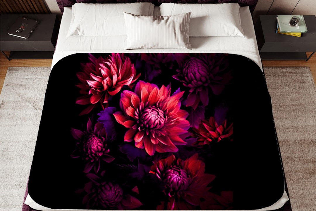 Sherpa Throw Blanket Modern Art Flower Design Soft Plush Throw Blank-Home Decor-Jacobson Cottage