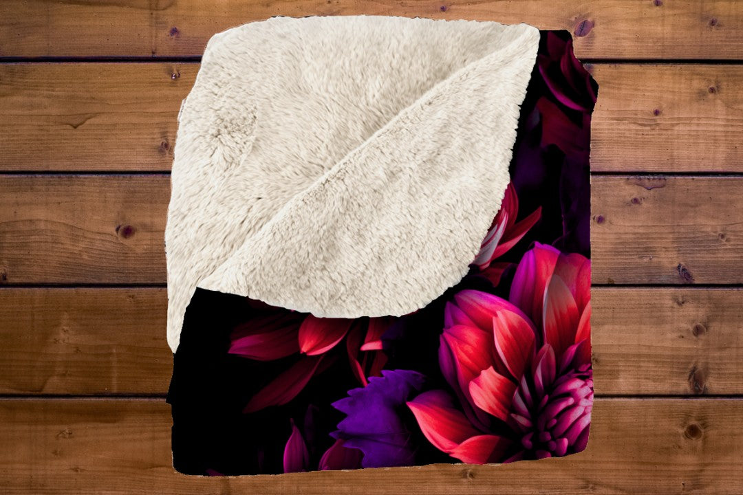 Sherpa Throw Blanket Modern Art Flower Design Soft Plush Throw Blank-Home Decor-Jacobson Cottage