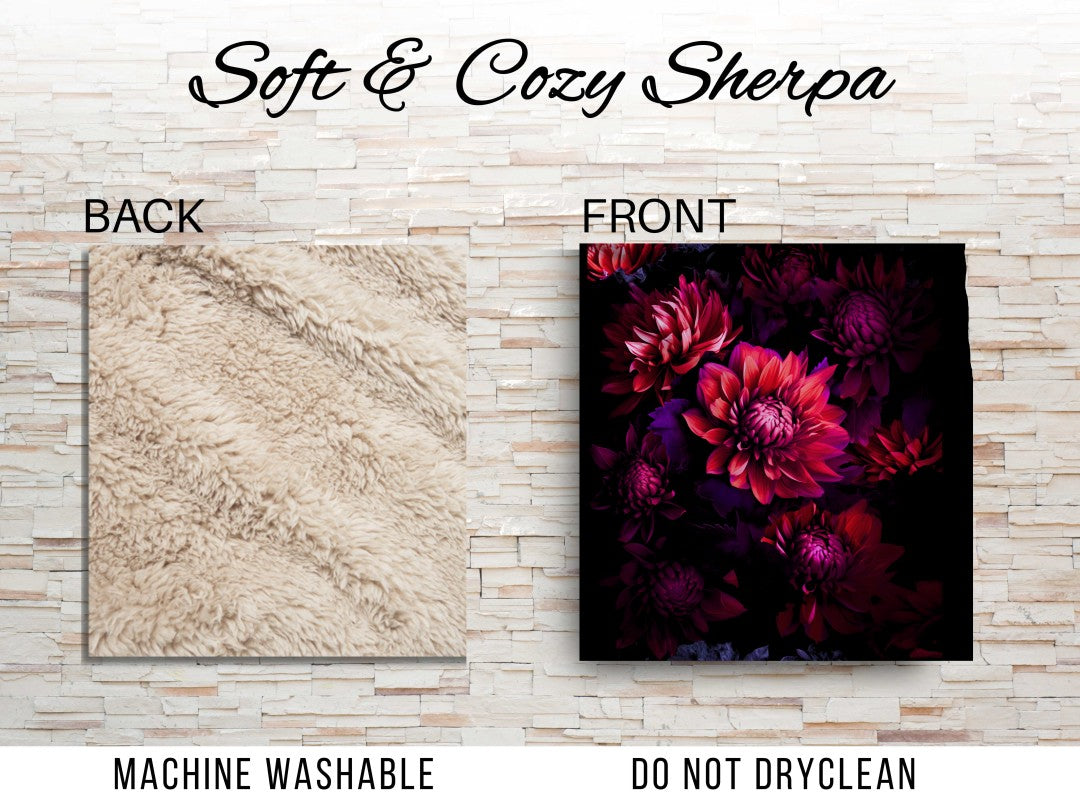Sherpa Throw Blanket Modern Art Flower Design Soft Plush Throw Blank-Home Decor-Jacobson Cottage