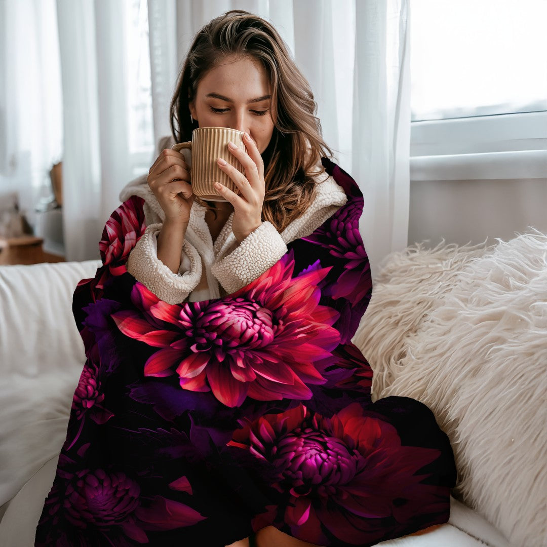 Sherpa Throw Blanket Modern Art Flower Design Soft Plush Throw Blank-Home Decor-Jacobson Cottage