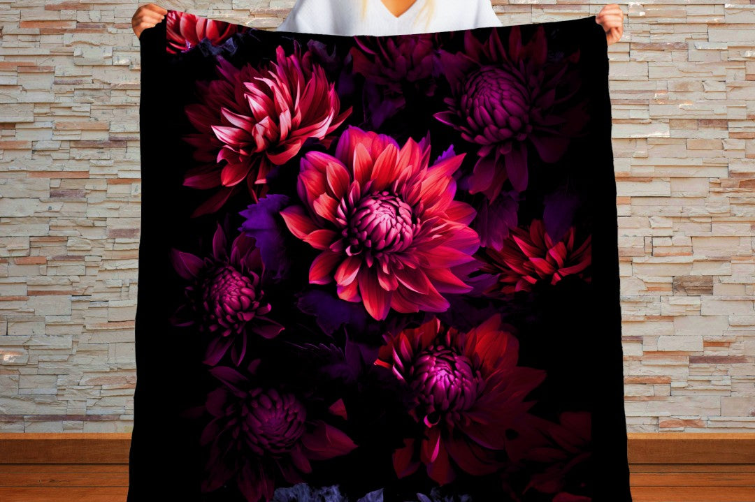 Sherpa Throw Blanket Modern Art Flower Design Soft Plush Throw Blank-Home Decor-Jacobson Cottage