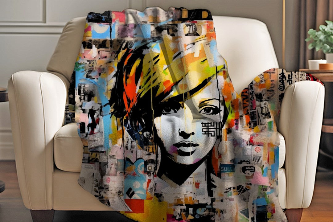 Sherpa Throw Blanket Modern Pop Art Design Soft Plush Throw Blank-Home Decor-Jacobson Cottage