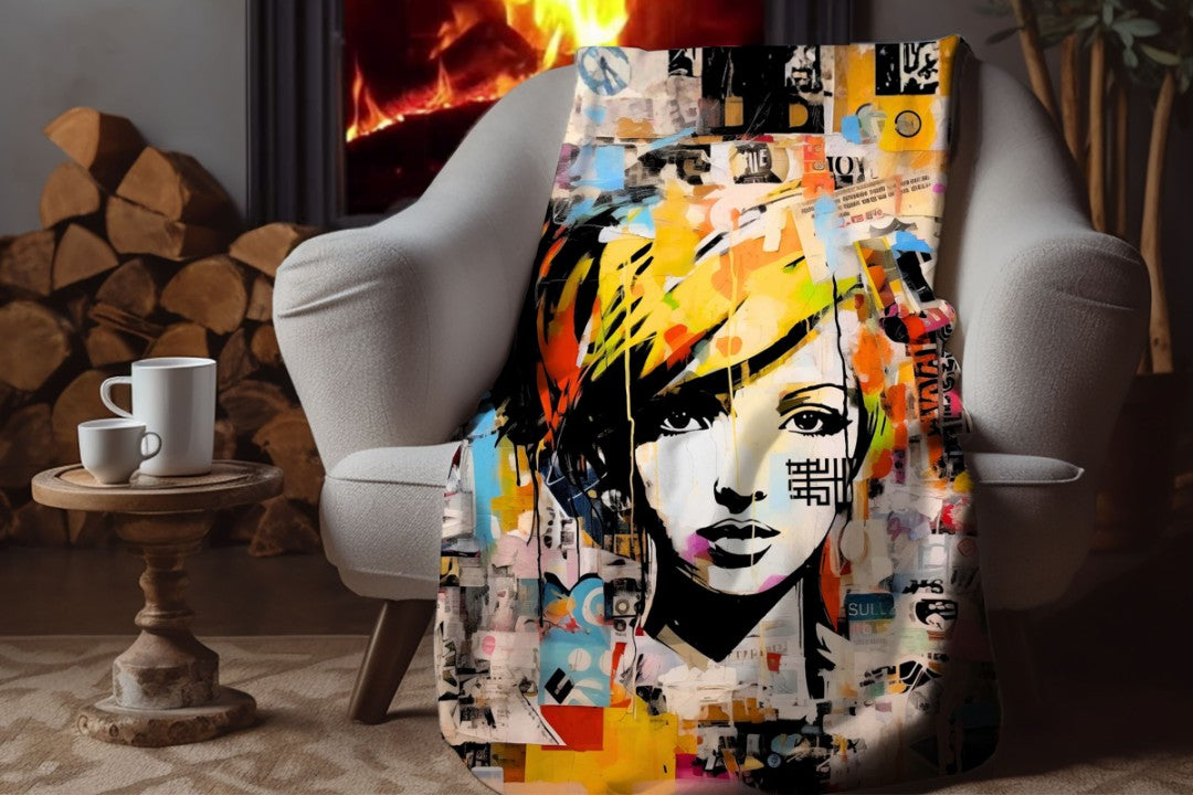 Sherpa Throw Blanket Modern Pop Art Design Soft Plush Throw Blank-Home Decor-Jacobson Cottage