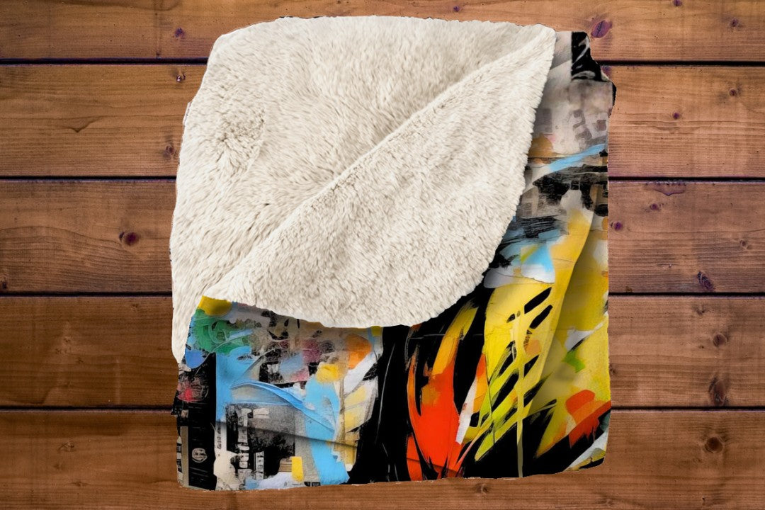 Sherpa Throw Blanket Modern Pop Art Design Soft Plush Throw Blank-Home Decor-Jacobson Cottage