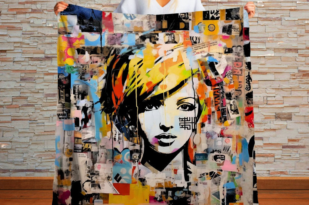 Sherpa Throw Blanket Modern Pop Art Design Soft Plush Throw Blank-Home Decor-Jacobson Cottage