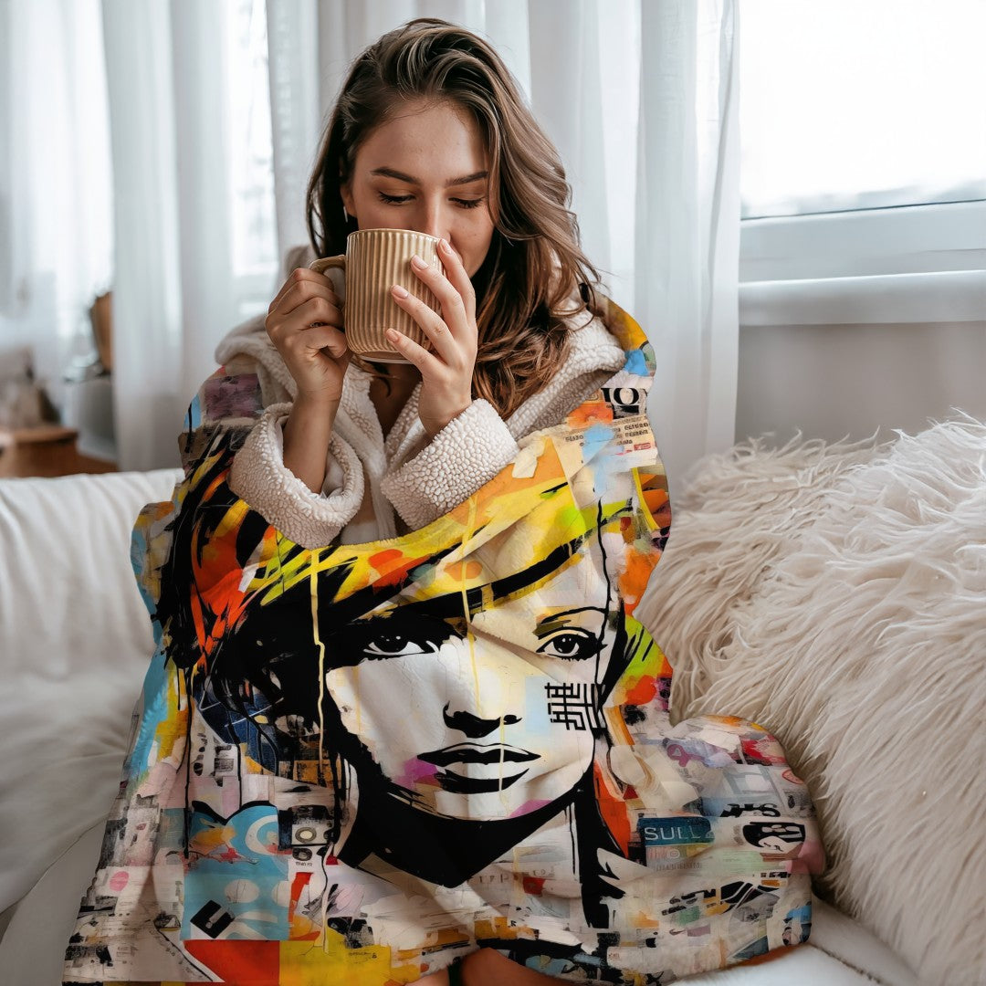 Sherpa Throw Blanket Modern Pop Art Design Soft Plush Throw Blank-Home Decor-Jacobson Cottage