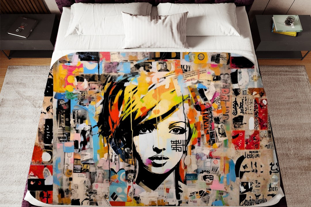 Sherpa Throw Blanket Modern Pop Art Design Soft Plush Throw Blank-Home Decor-Jacobson Cottage