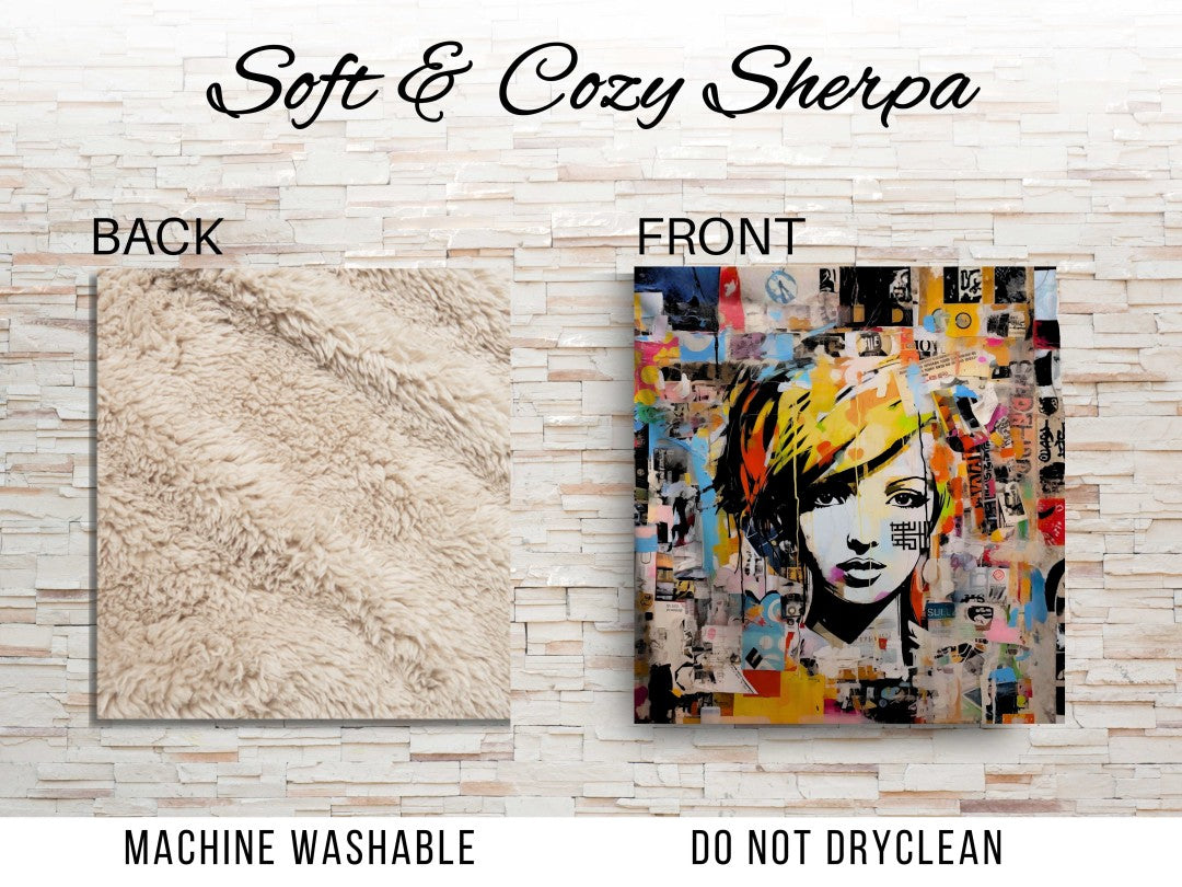 Sherpa Throw Blanket Modern Pop Art Design Soft Plush Throw Blank-Home Decor-Jacobson Cottage