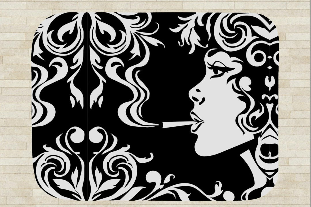 Sherpa Throw Blanket Modern Smoking Girl Design Soft Plush Throw Blanket