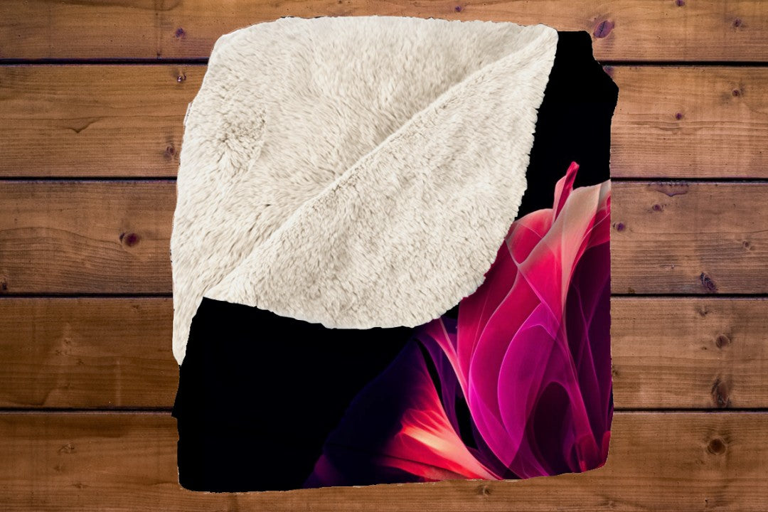 Sherpa Throw Blanket Modern Pink Artistic Flower Design Soft Plush Throw Blanket