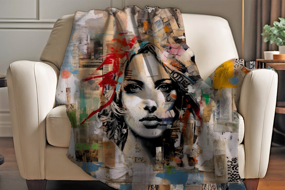 Sherpa Throw Blanket Modern Pop Art Design Soft Plush Throw Blanket