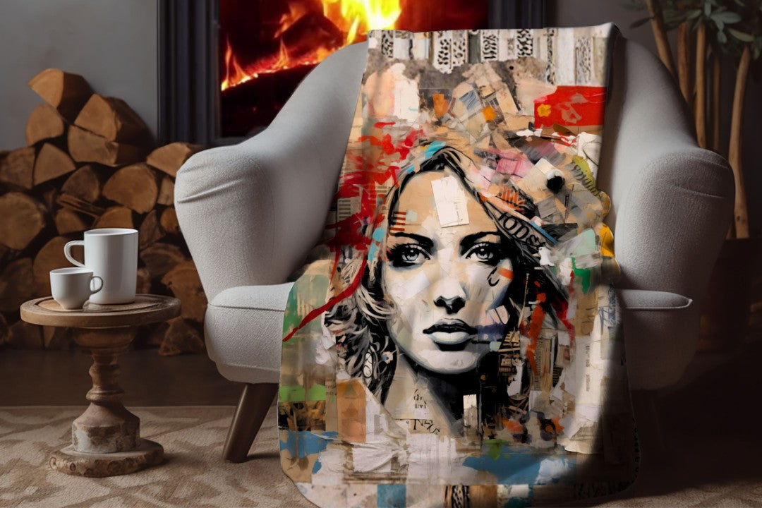 Sherpa Throw Blanket Modern Pop Art Design Soft Plush Throw Blanket