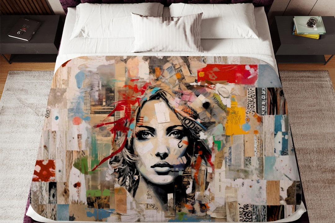 Sherpa Throw Blanket Modern Pop Art Design Soft Plush Throw Blanket