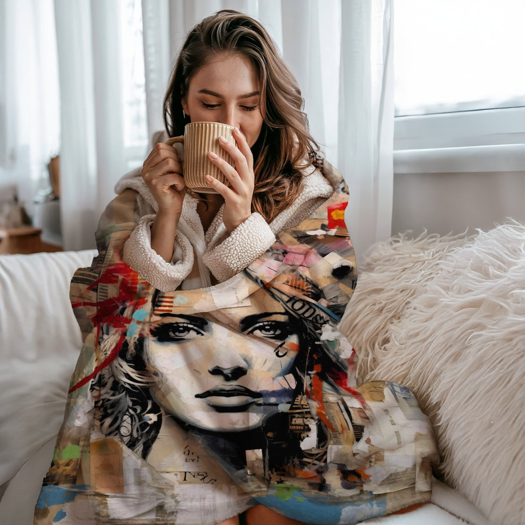 Sherpa Throw Blanket Modern Pop Art Design Soft Plush Throw Blanket