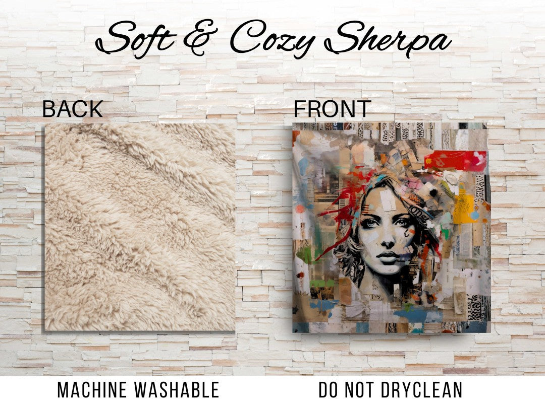 Sherpa Throw Blanket Modern Pop Art Design Soft Plush Throw Blanket