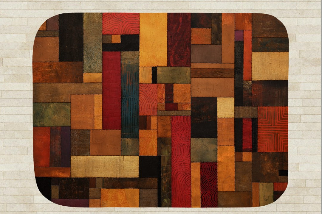 Sherpa Throw Blanket Autumn Patchwork Art Printed Design Soft Plush Throw Blanket