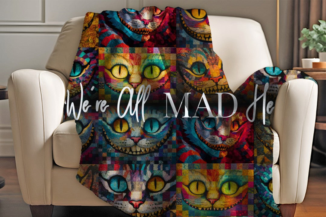 Sherpa Throw Blanket - Cheshire Cat from Alice in Wonderland - Soft Plush Throw Blanket