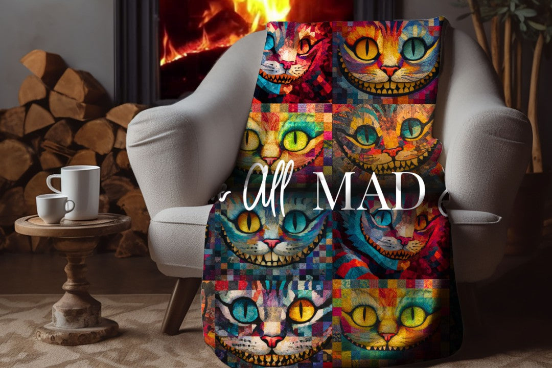 Sherpa Throw Blanket - Cheshire Cat from Alice in Wonderland - Soft Plush Throw Blanket