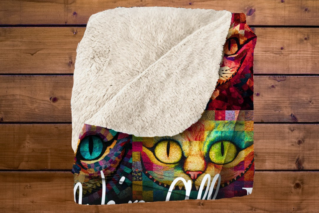 Sherpa Throw Blanket - Cheshire Cat from Alice in Wonderland - Soft Plush Throw Blanket