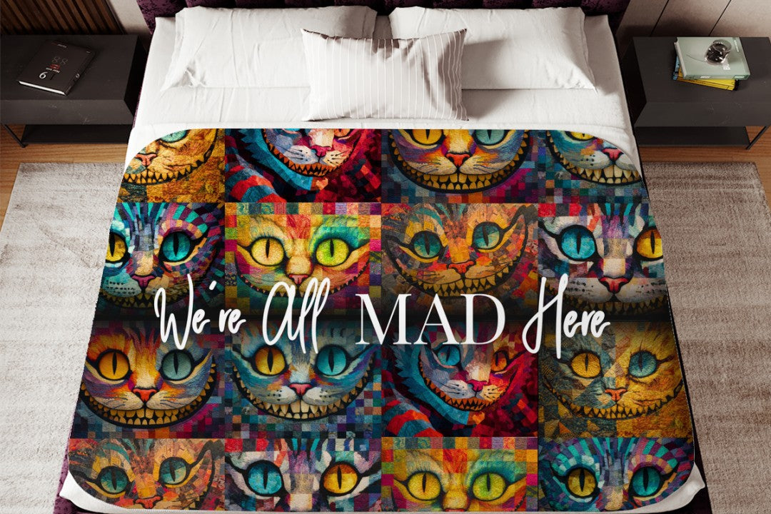 Sherpa Throw Blanket - Cheshire Cat from Alice in Wonderland - Soft Plush Throw Blanket
