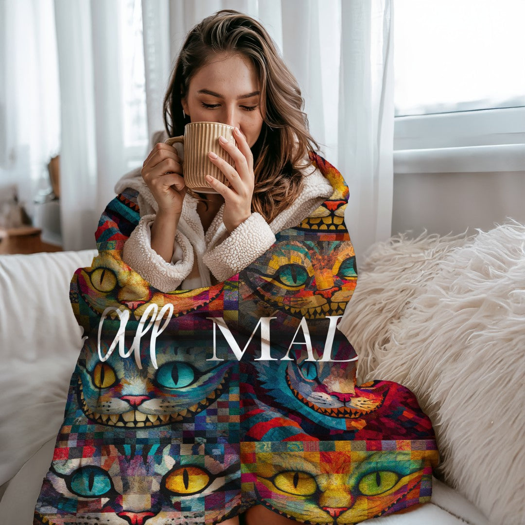 Sherpa Throw Blanket - Cheshire Cat from Alice in Wonderland - Soft Plush Throw Blanket